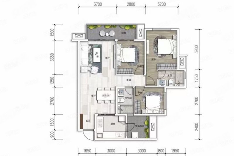 滨江睿城3室2厅92㎡110万二手房图片