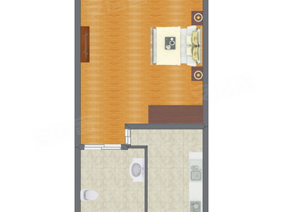 1室1厅 51.43平米户型图