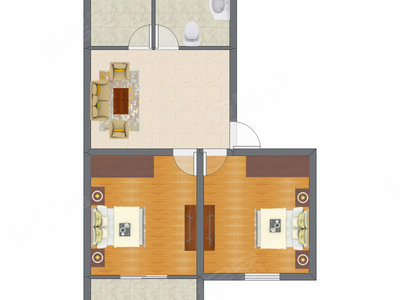 2室1厅 60.35平米