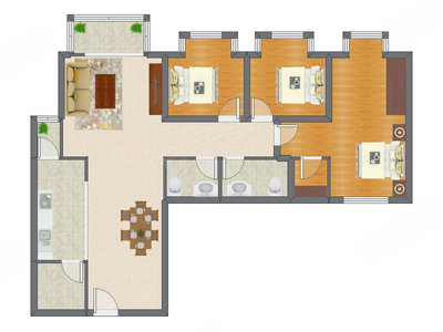 3室2厅 93.15平米