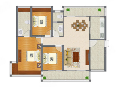 3室1厅 90.45平米