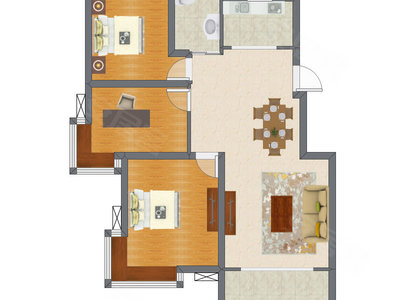 3室2厅 96.16平米户型图