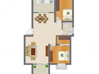 2室2厅 90.23平米