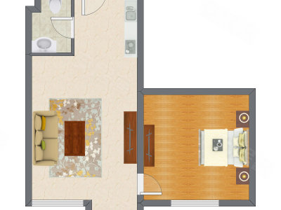 1室1厅 77.00平米户型图