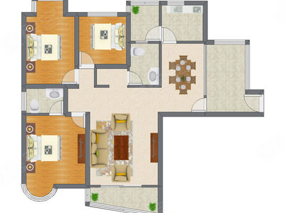 3室2厅 159.95平米户型图