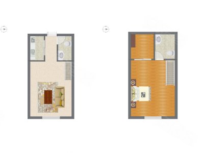 1室1厅 47.70平米