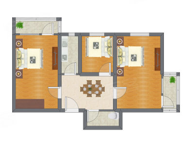 3室1厅 75.60平米