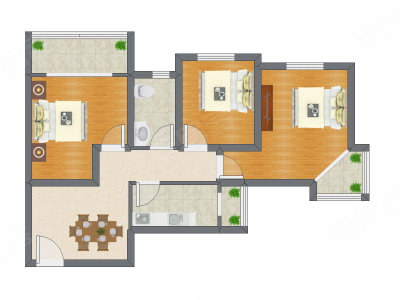 3室1厅 90.90平米
