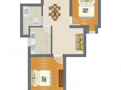 2室2厅 54.00平米户型图