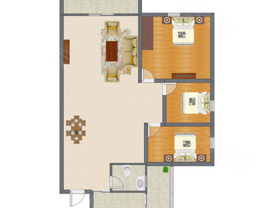 3室2厅 91.65平米户型图