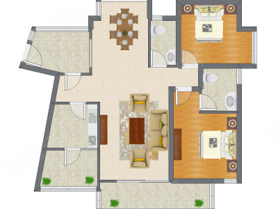 2室2厅 112.01平米户型图
