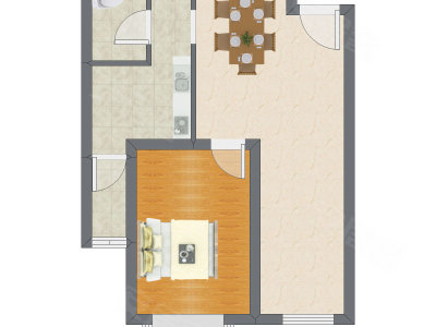 1室1厅 39.86平米户型图
