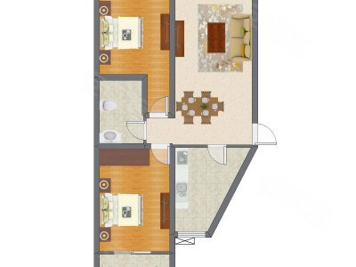 2室2厅 99.44平米户型图