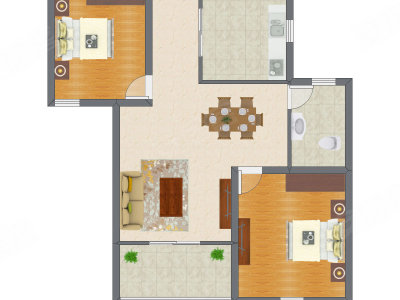2室2厅 76.18平米