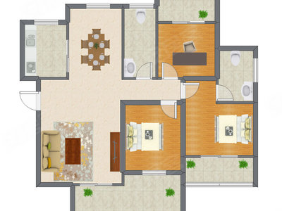 3室2厅 111.23平米户型图