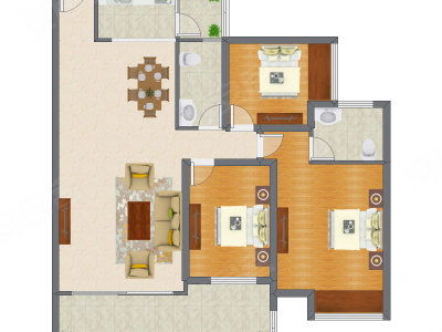 3室2厅 122.80平米户型图