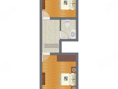 2室1厅 47.61平米户型图