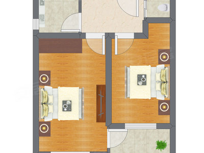 2室1厅 53.40平米户型图