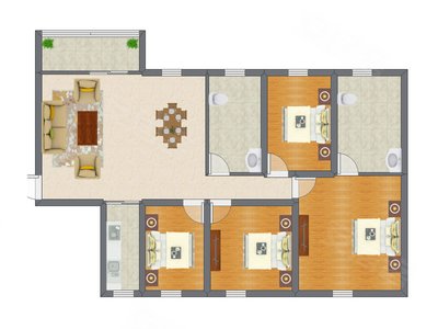 4室2厅 127.00平米