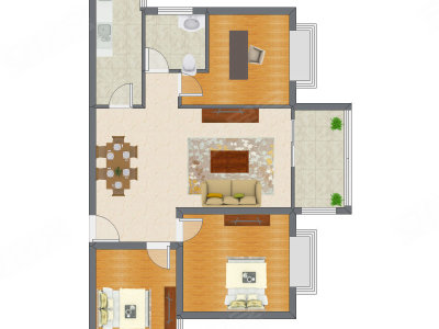 3室2厅 115.85平米户型图