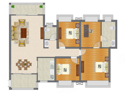 4室2厅 144.58平米