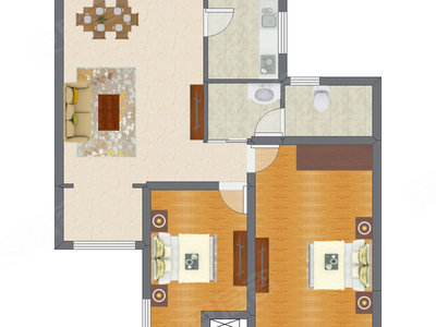 2室2厅 96.91平米户型图