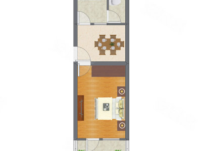 1室1厅 41.81平米户型图