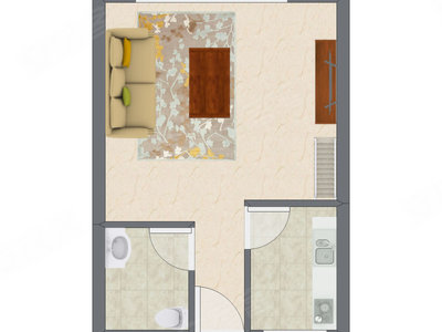 1室1厅 25.95平米户型图