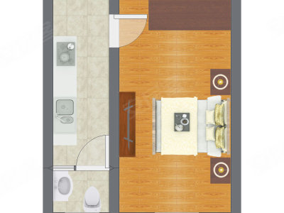 1室0厅 34.17平米户型图