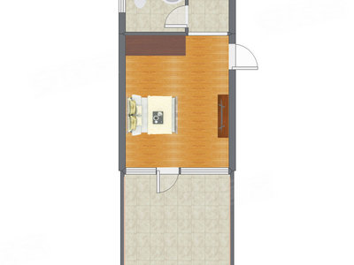 1室0厅 32.28平米户型图