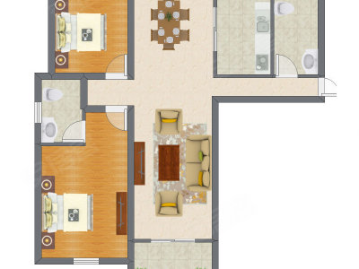 2室2厅 105.00平米户型图