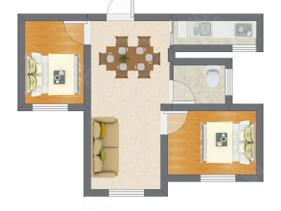2室2厅 80.83平米户型图