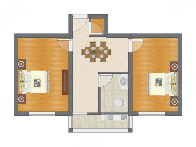 2室1厅 67.52平米户型图