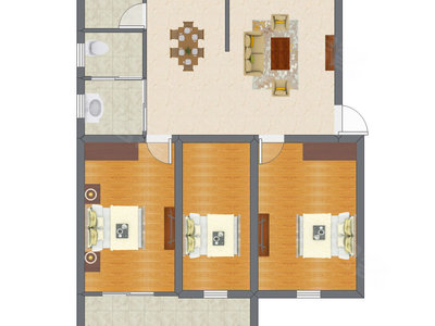 3室1厅 80.73平米