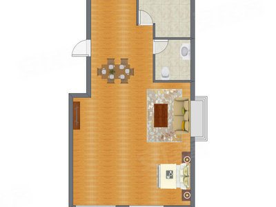 1室2厅 88.00平米户型图