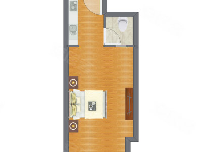 1室0厅 33.36平米户型图