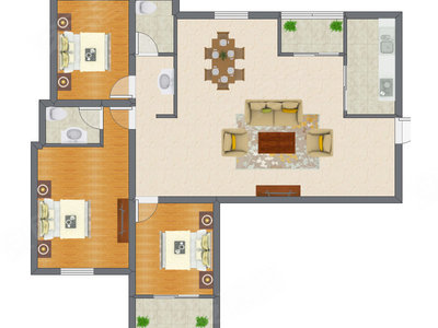 3室2厅 97.58平米