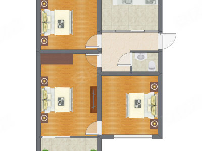 3室1厅 60.00平米户型图