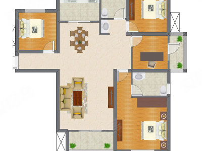 4室2厅 96.31平米