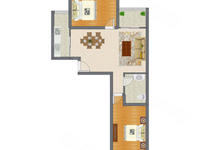 2室1厅 97.53平米户型图