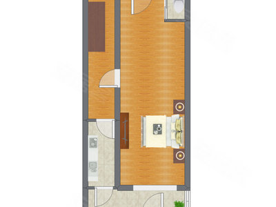 1室0厅 54.30平米户型图