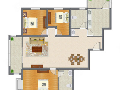 3室2厅 102.95平米
