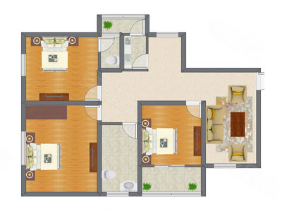 3室1厅 95.30平米