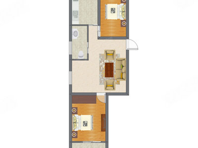 2室1厅 69.55平米