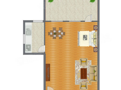 1室0厅 83.92平米户型图