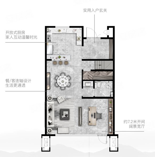 世茂国风龙院·河鸣2室2厅2卫127㎡南北121万