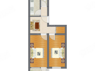 2室1厅 59.90平米户型图