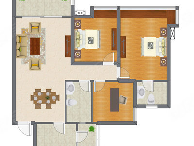 3室2厅 103.00平米户型图