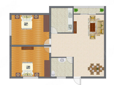 2室1厅 90.00平米