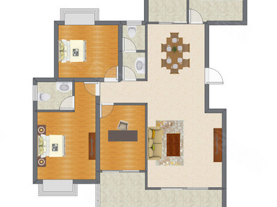 3室2厅 105.92平米